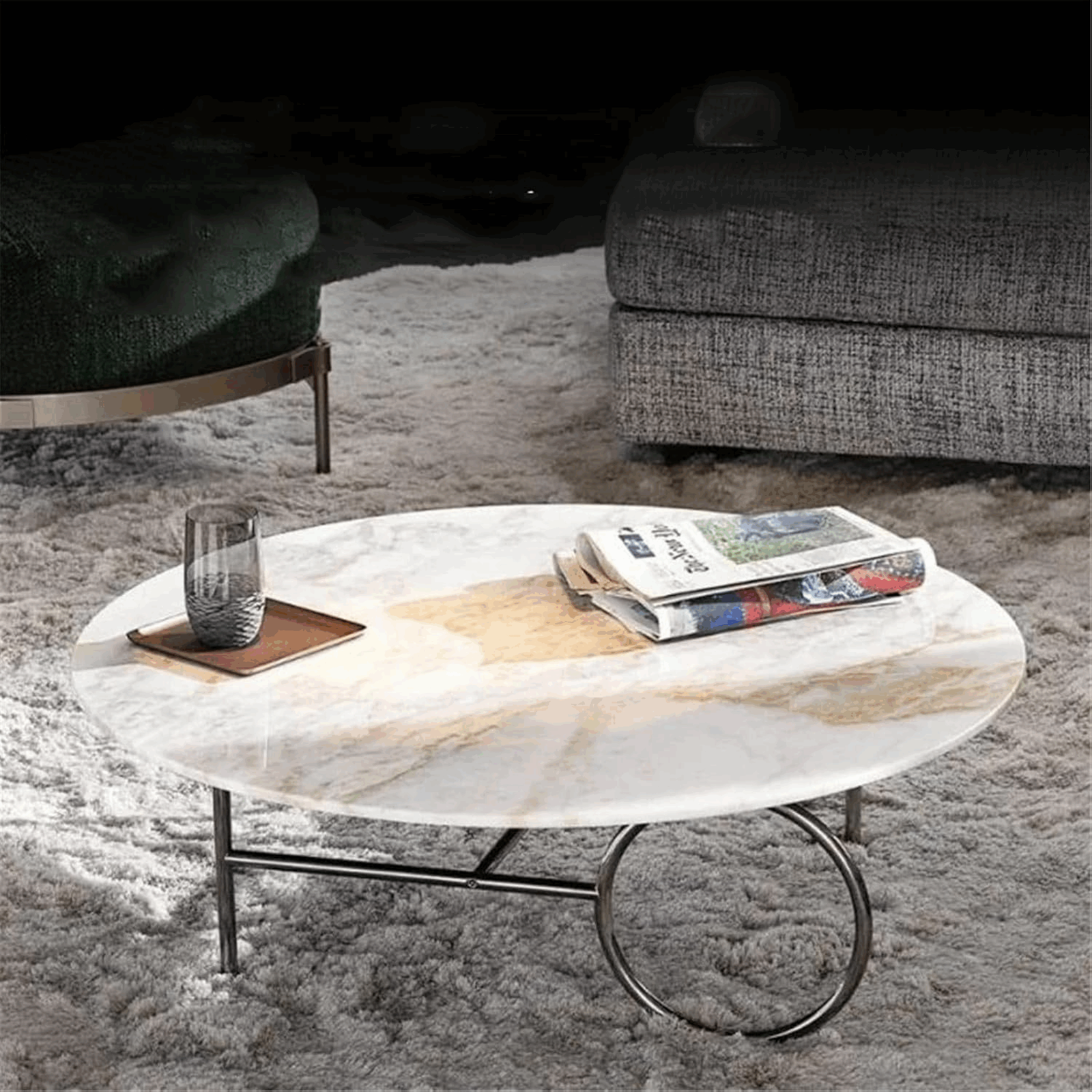 Modern Marble Effect Oval Coffee Table
